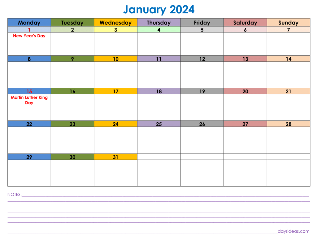 january-2024-colourfull-calendar-landscape-with-holidays with notes monday start-1
